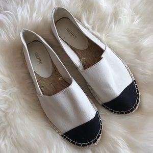 Black and White Cap Toe Espadrilles
